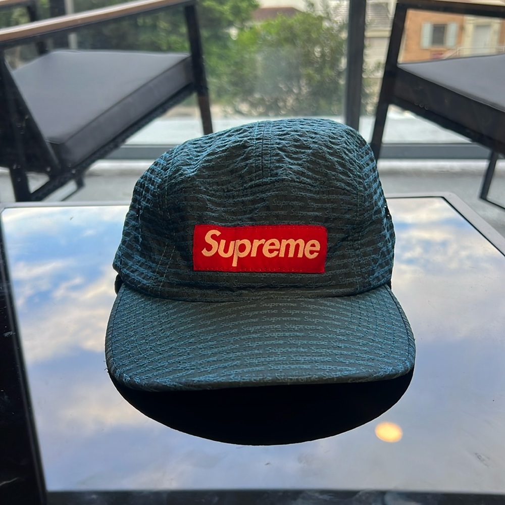 Supreme All Over Logo Camp Cap